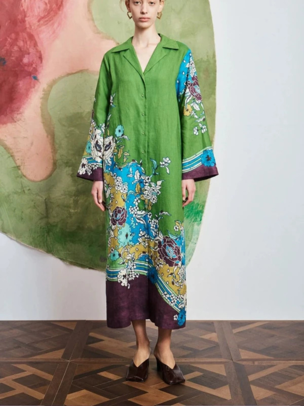 ZARA Casual Long Linen Cardigan Shirt Dress